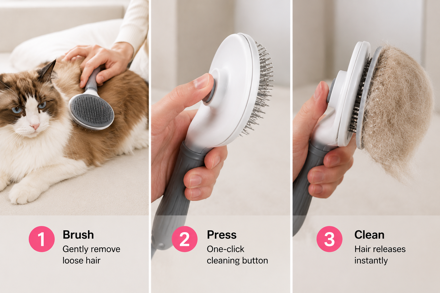 PowZoon™ 1-Click Self-Cleaning Pet Brush